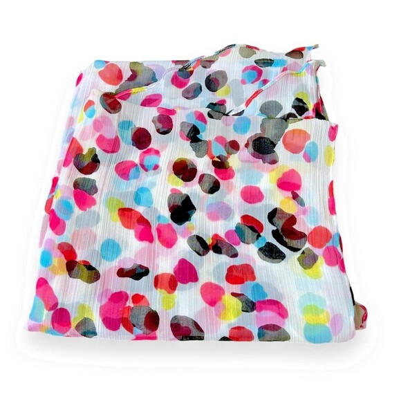 Multicolor Polka Dots Scarf 82" x 19" Rectangular Scarve Unisex - Picture 4 of 4